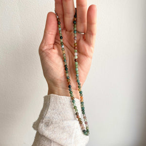 Collier Agate indienne 4mm en acier inoxydable (reliance au vivant / paix intérieure)