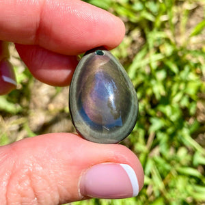 Pendentif percé en Obsidienne œil céleste qualité EXTRA (protection / clairvoyance)