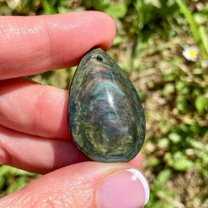 Pendentif percé en Obsidienne œil céleste qualité EXTRA (protection / clairvoyance)