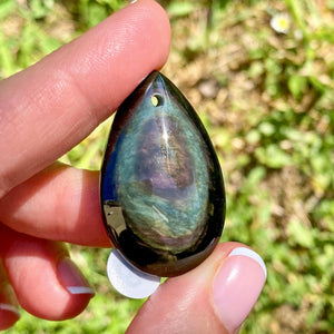 Pendentif percé en Obsidienne œil céleste qualité EXTRA (protection / clairvoyance)