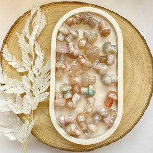 Bébé Champignon en Agate Fleurs de cerisiers (douceur / épanouissement) snow