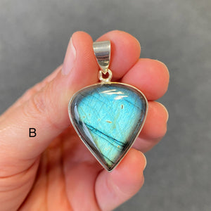Pendentif serti argent Labradorite (protection) cyaleor