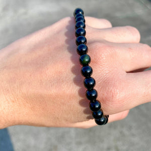 Bracelet en Obsidienne œil céleste 6 ou 8mm (pierre de protection / clairvoyance) Bracelets [mes jolis cristaux]