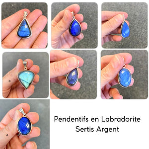 Pendentif serti argent Labradorite (protection) cyaleor