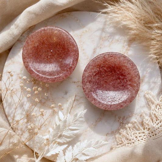 Petit bol en Quartz Fraise (recevoir l'amour / ouvrir le coeur) snow