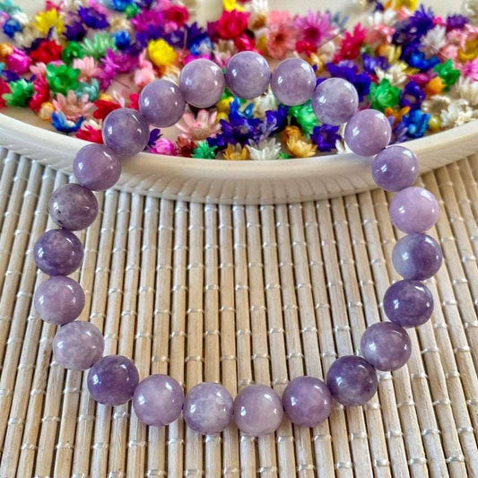 Bracelet Lépidolite 6mm ou 8mm (stabilise l'humeur / anti-stress) bracelet [mes jolis cristaux]