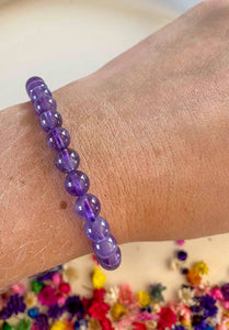 Bracelet Améthyste Brésil 6mm ou 8mm (anti-stress) bracelet [mes jolis cristaux]