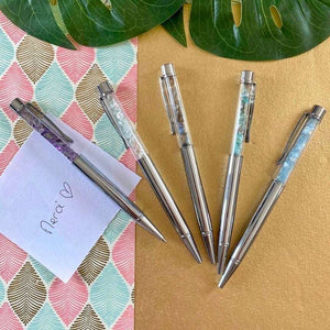 Stylo argenté avec petites pierres naturelles idée cadeau [mes jolis cristaux]