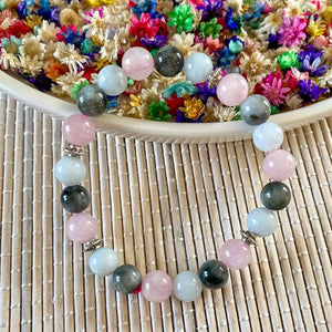Bracelet Aigue-Marine, Quartz rose, Quartz Oeil de chat et Charms (amour / amitié) Bracelets [mes jolis cristaux]