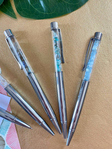 Stylo argenté avec petites pierres naturelles idée cadeau [mes jolis cristaux]
