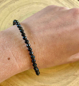 Bracelet Spinelle noire 3/4mm facetté ou 6mm perles rondes (très grande protection) bracelet [mes jolis cristaux]