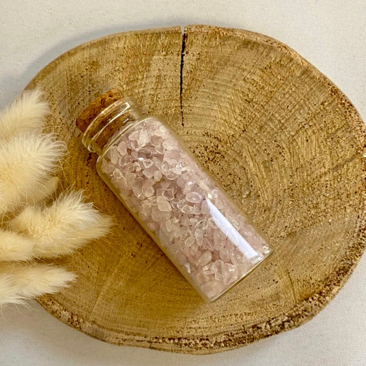 Fiole Amour / Ouverture du coeur (Quartz rose) formes libres [mes jolis cristaux]