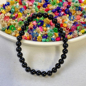 Bracelet en Obsidienne noire 6mm (pierre de protection / ancrage) Bracelets [mes jolis cristaux]