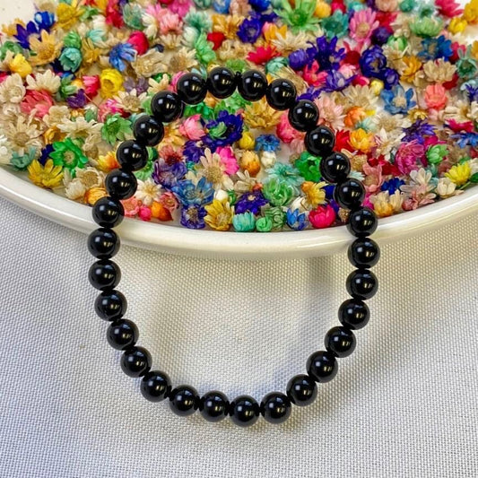 Bracelet en Obsidienne noire 6mm (pierre de protection / ancrage) Bracelets [mes jolis cristaux]