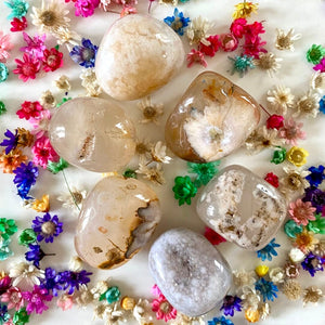 Agate Fleurs de cerisiers (joie / paix intérieure) pierres roulées [mes jolis cristaux]