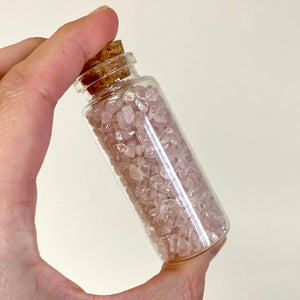 Fiole Amour / Ouverture du coeur (Quartz rose) formes libres [mes jolis cristaux]